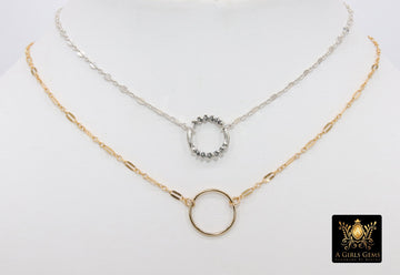 14 K Gold O Ring Necklace, 925 Sterling Silver, Black and Gold Elegant Ring of O Submissive Discreet Day Collar